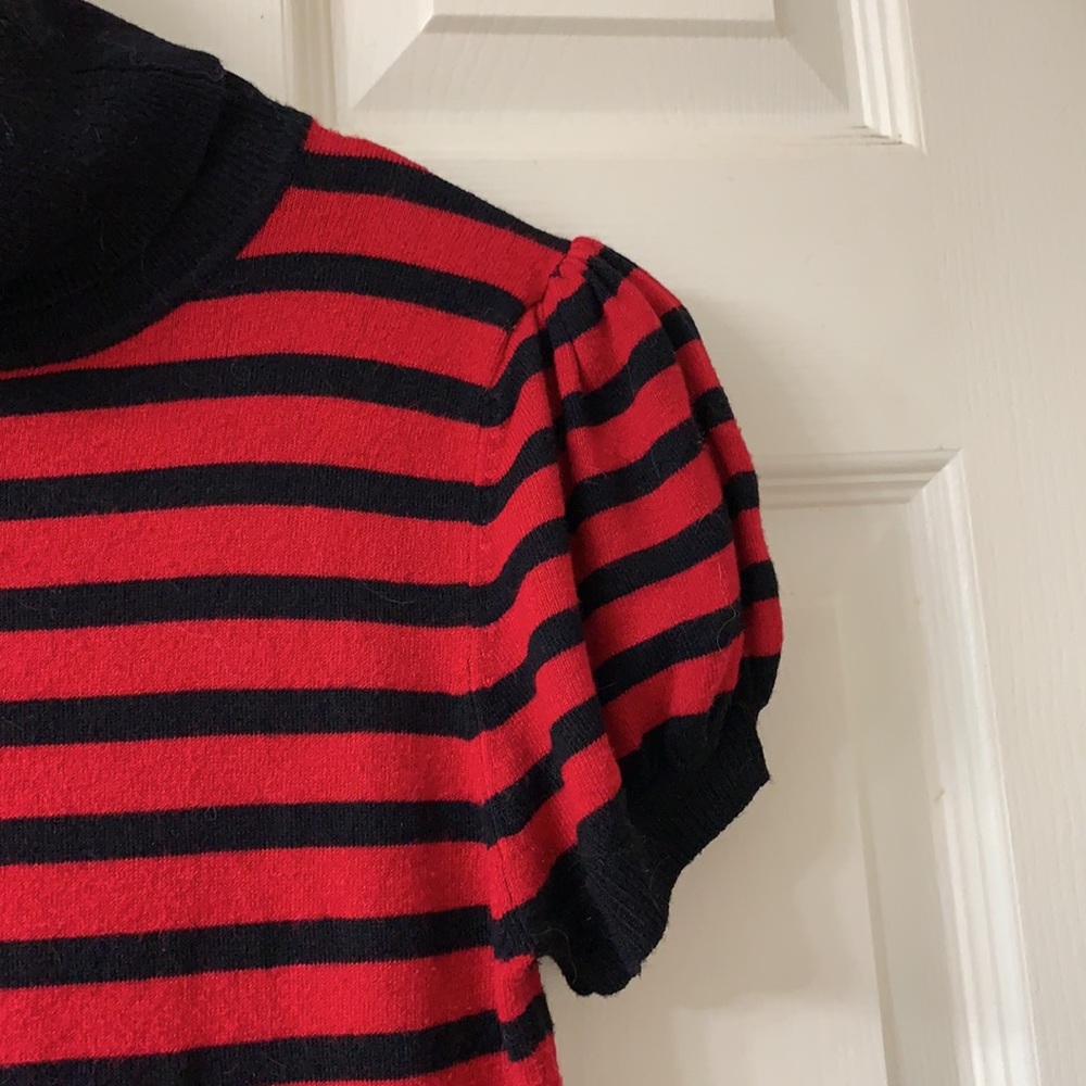 🌷3 for $25🌷Unbranded, US S, Red & Black Striped Knit Bodycon Turtleneck Dress - Picture 6 of 7